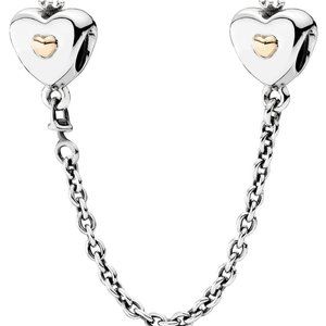 PANDORA Heart and Crown Safety Chain in Sterling Silver and 14 Gold 791878-05